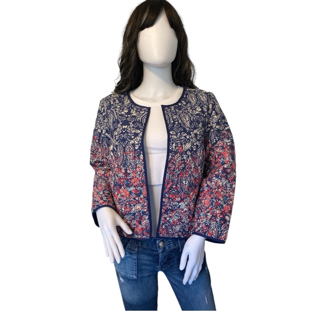 Tu Quilted Paisley Cropped Jacket
